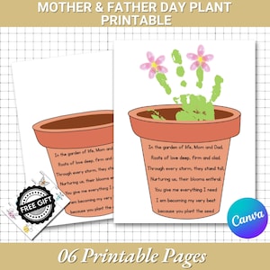 Plante imprimable pour la fête des mères / des pères | empreinte de main pour la fête des mères | Souvenir souvenir | Ressources pour enseignants et parents | Carte cadeau bricolage
