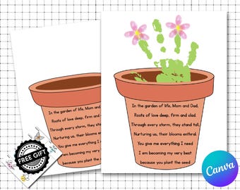 Arte con huellas de manos y plantas para el Día de la Madre: Tarjeta con poema (imprimible)