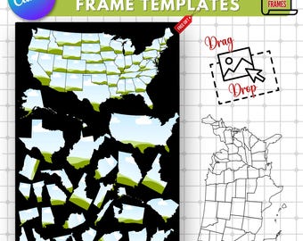USA States Canva Frame Templates: Customizable Photo Frames (Digital Download)