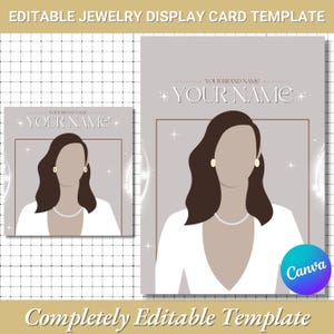 Schmuckanzeige Kartenvorlage | Bearbeitbare + druckbare Canva-Vorlage | Schmuckverpackungskarte | DIY Halskettenetikett | Entwerfen Sie Ihr eigenes Branding