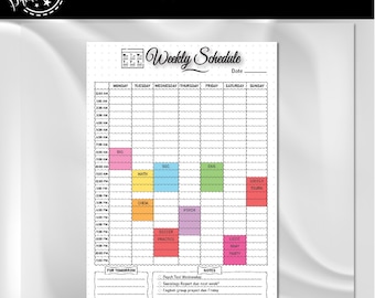 Weekly Schedule | Time Table | Weekly Planner | Weekly Calendar | A4 Journal Page | Printable Planner | Time Block Planner | Time Blocking