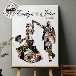 Wedding Couple Photo Collage Template |Editable + Printable Canva Template |Custom Wedding Anniversary |DIY Bride And Groom Photo Collage