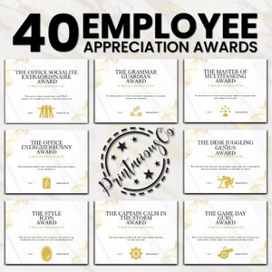 Certificat de reconnaissance de 40 employés | Prix de reconnaissance imprimable pour un employé | Cadeau amusant pour un employé et des collègues