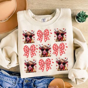 Highland Cow PNG |Valentine&#39;s Day Cute Cow Png |Valentines Coquette Png |Baby Highland Cow Png |Cute Highland Cow Sublimation Designs Pngs