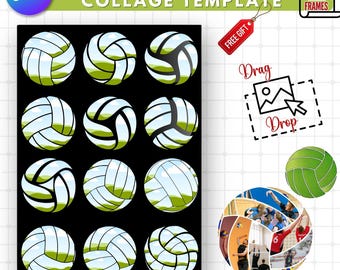 Volleyball Photo Collage Template: Custom Sports Memory Gift (Canva Editable)