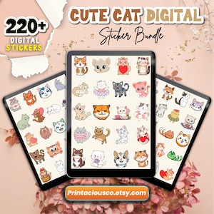 220+ Cute Cat Digital Stickers | Cute Chubby Cat Lover Stickers | Individual PNG Stickers | Everyday Digital Stickers |Cute Digital Stickers