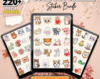 220+ Cute Cat Digital Stickers | Cute Chubby Cat Lover Stickers | Individual PNG Stickers | Everyday Digital Stickers |Cute Digital Stickers