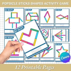 Popsicle Sticks Shapes Activity Game for Toddlers | Montessori Activities | Fun Activity for Kids | Printables for Kids Homeschool Resources