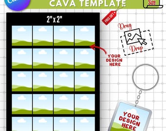 2" Square Keychain Template: Editable Canva Design (Digital Download)