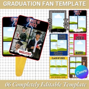 Graduation Fan Template |Editable + Printable Canva Template |Custom Graduation Fan Mockup |DIY Graduation Hand Fan |Personalized Senior Fan