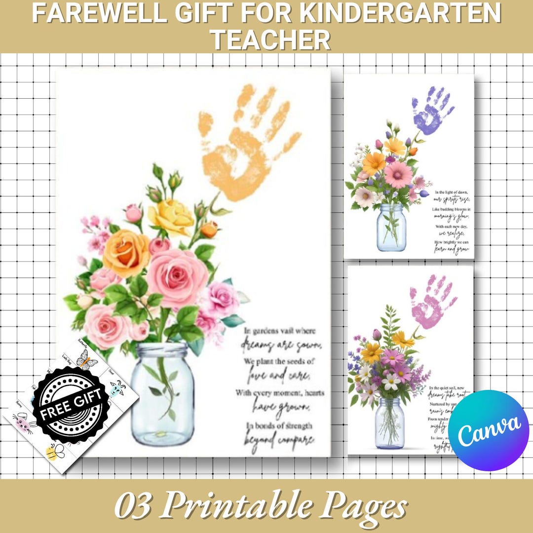 Handprint Bouquet Art Teacher Farewell Gift digital Download Etsy Handprint Bouquet Art Teacher Farewell Gift digital Download Etsy