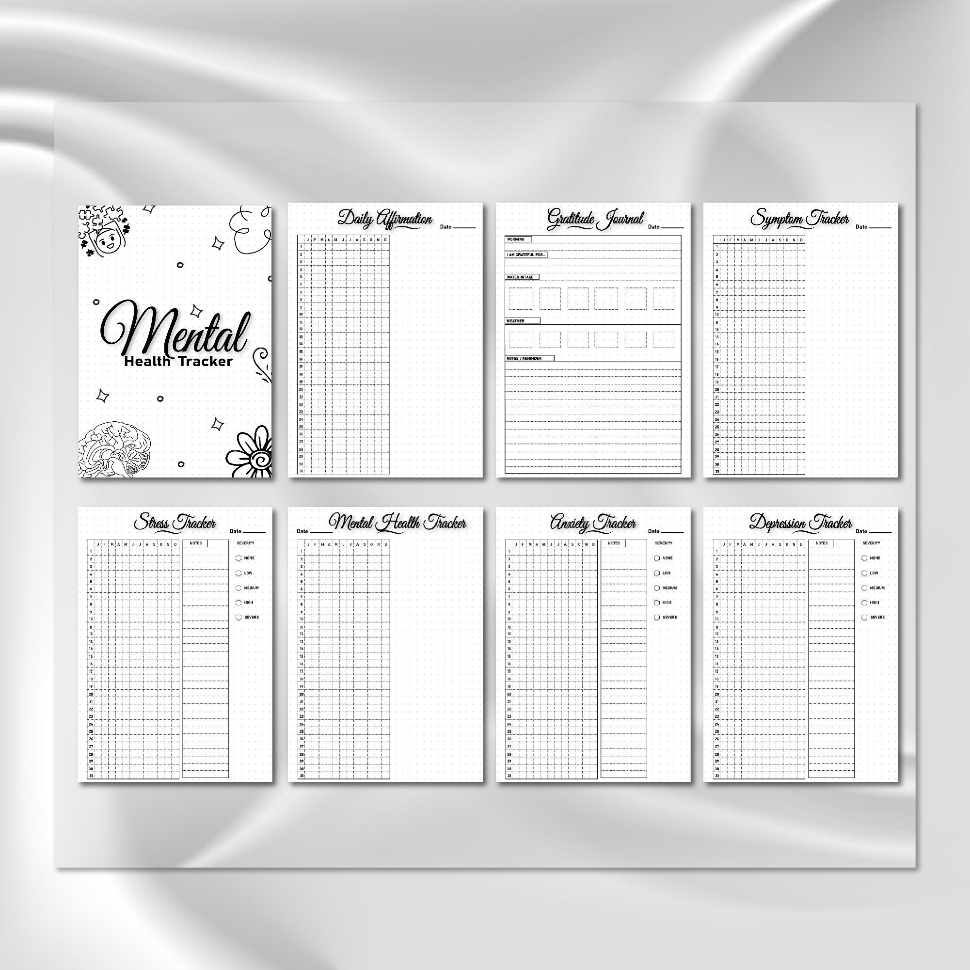 Mental Health Trackers Bundle Printable A4 Journal Pages Value Pack ...
