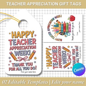 Teacher Appreciation Gift Tag | Printable Gift Tags | Canva Template | Gift Tags | Thank You Teacher Tag | Gift Tag | Teacher Appreciation