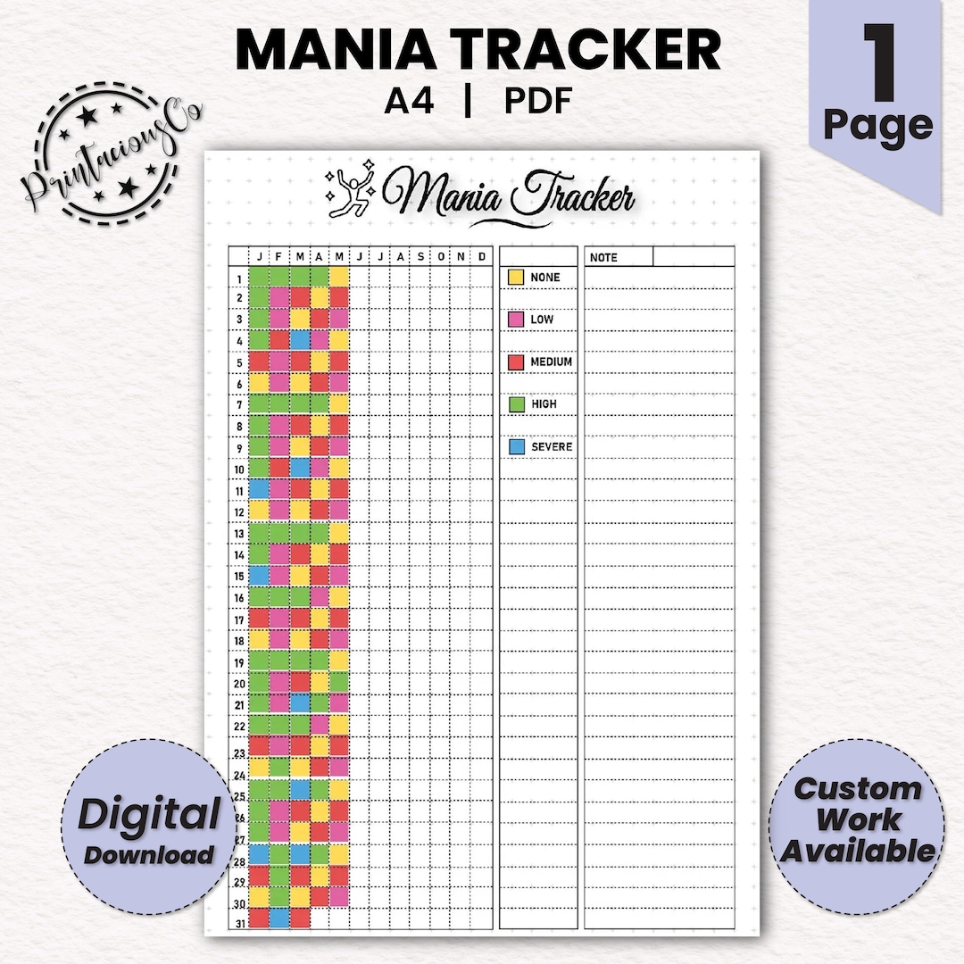 Mania Tracker: A4 Printable Mental Health Journal (PDF) - Etsy Canada