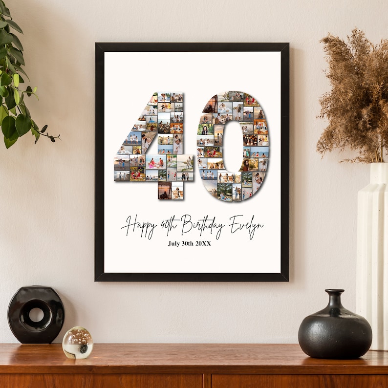 40th Birthday Photo Collage Templates Personalized 40th Birthday Gift ...