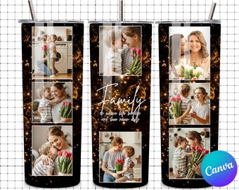 Sjabloon familiefoto 20 oz bekeromslag: bewerkbaar canvasontwerp (digitale download)