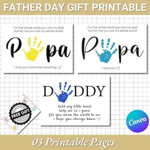 Father&#39;s Day Handprint Printable | Gift for Dad | DIY Craft Gift for Dad | Handprint Template Father&#39;s Day Printable | Digital Download |