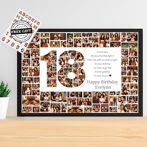 18th Birthday Photo Collage | Customizable Canva Frame Templates | Personalized 16/18/25/30/35/40/50/60/70/75th Birthday Gift | Gifts