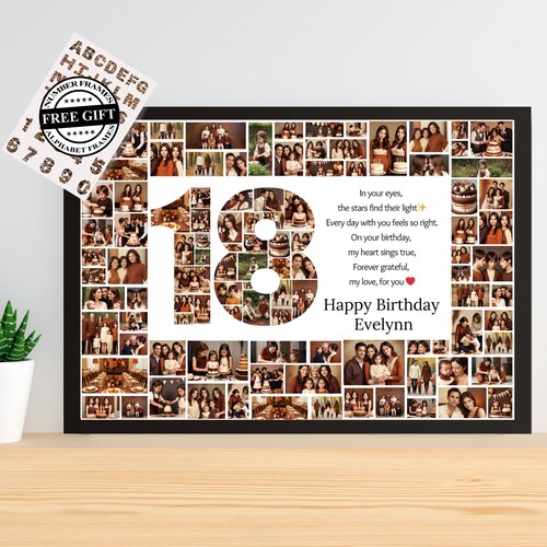 18th Birthday Photo Collage | Customizable Canva Frame Templates | Personalized 16/18/25/30/35/40/50/60/70/75th Birthday Gift | Gifts