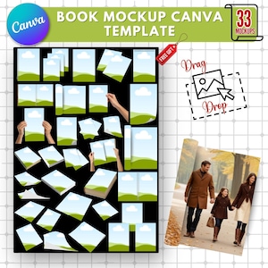 Editable Book Mockup Template: Canva Frame, DIY Book Cover (Digital Download)