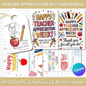 Teacher Appreciation Gift Tag | Printable Gift Tags | Canva Template | Gift Tags | Thank You Teacher Tag | Gift Tag | Teacher Appreciation