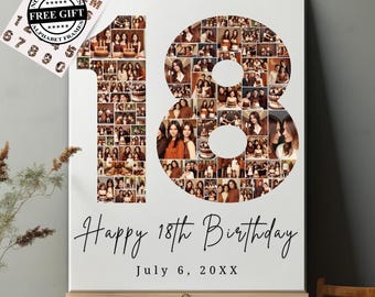 18th Birthday Photo Collage | Customizable Canva Frame Templates | Personalized 18th Birthday Gift | Gifts for Him | Gifts for Her