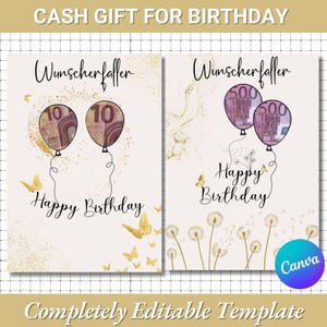 Geldgeschenk zum 40. Geburtstag Vorlage | Bearbeitbare + druckbare Canva-Vorlage | Benutzerdefinierter Geldrahmen zum 18. Geburtstag | Personalisiertes Wanddekor Kunstgeschenk