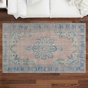 Medallion Rug, Beige Rug, Blue Rug, Boho Rug, Turkish Rug, Indoor Rug, Living Room Rug, Entryway Rug, Door Mat, 3D Printed Rug, Minimal Rug,