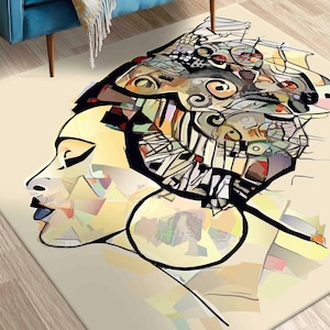 Car Mat, Pet Friendly Rug, Step Rug, Gift For Him, African Woman Portrait Rug, African Woman Rugs, African Rug, Printeds Rug, Girl Room Rug,