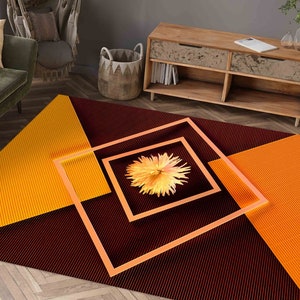 Tappeto fresco, tappeto a gradini, tappeto personalizzato, tappeto antiscivolo, tappeti arancioni, tappeto a fiori astratti, tappeto botanico, tappeto antiscivolo, tappeto personalizzato, tappeto floreale,