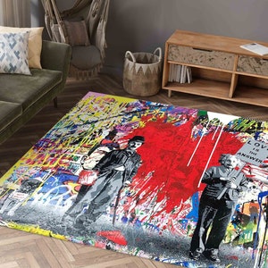 Area Rug, Stair Rug, Living Room Rug, Housewarming Gift, Banksy Rugs, Colorful Rug, Painting Rugs, Anti-Slip Carpet, Large Rug, Office Rug,