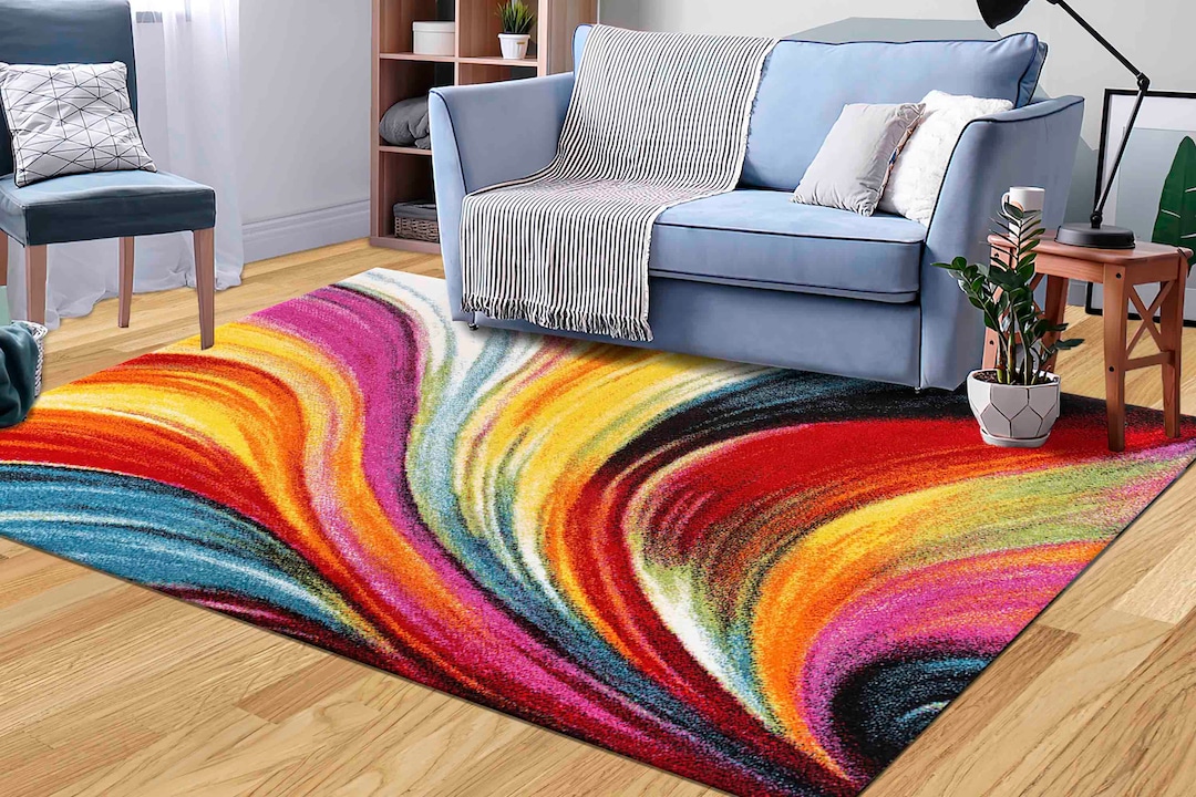 Colorful Rugs, Rainbow Rugs, Abstract Rug, Modern Rugs, Accent Rug, Custom Rug, Front Door Rug