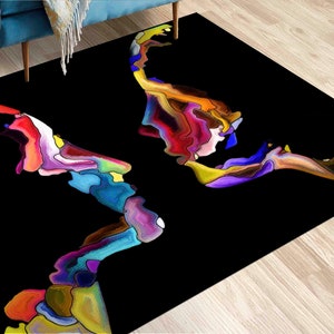 Abstract Silhouette Chenille Rug: Modern Art Home Decor