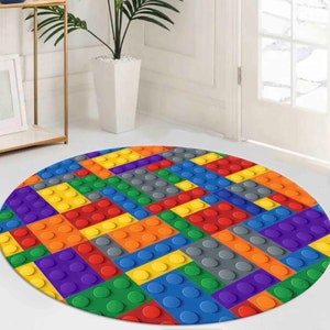 カラフルなビルディングブロックラグ、プレイルームラグ、トレンディなラグ、子供用ラグ、廊下用ラグ、シェニールラグ、エリアラグ、子供部屋用ラグ、ラウンドラグ、