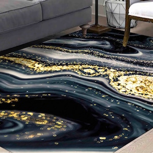 Black Marble Rug, Gold Marble Rug, Shimmery Rug, Contemporary Rug, Luxury Marble Rug, Customs Rug,  Black And Gold Marble Rug, Modern Rugs,