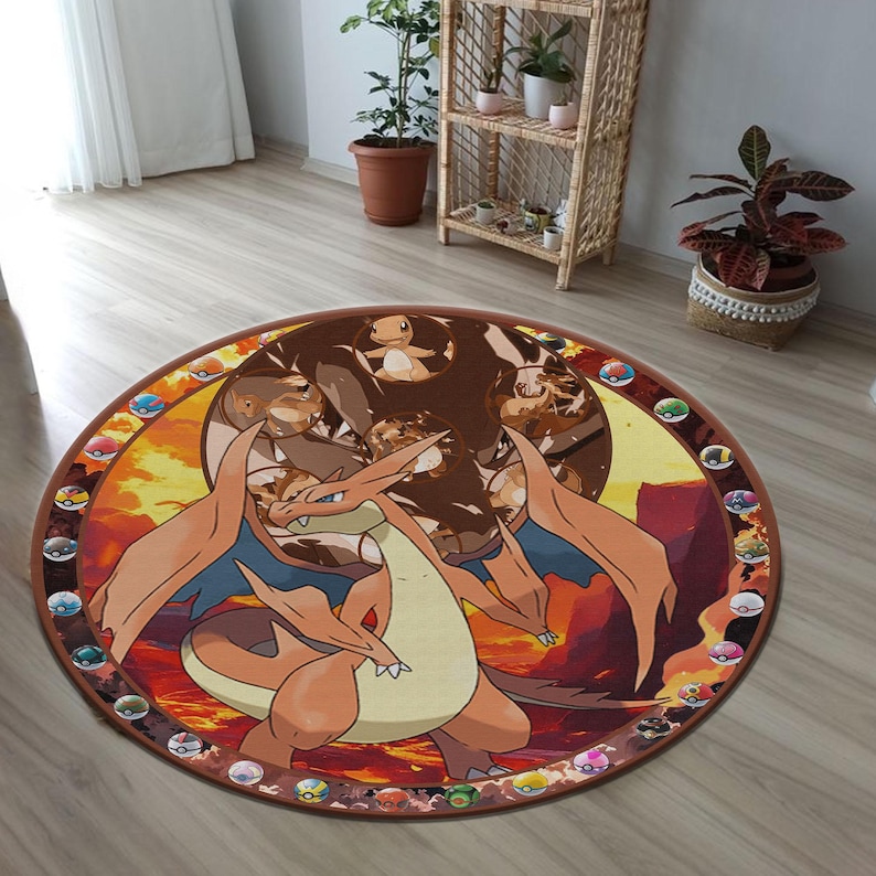 Base Set Charizard Rug Charizard Anime Rug: Personalized Gamer Room Decor - Etsy