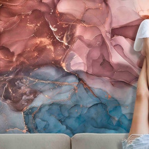 Gold Marmor Teppich: Bunter abstrakter Akzent Teppich