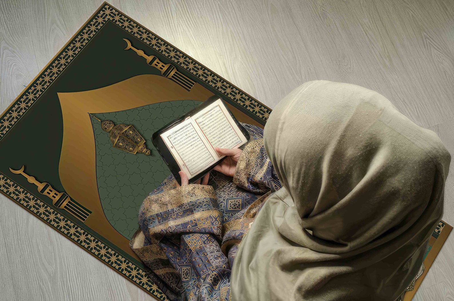 Prayer Rug 3d Green & Gold Muslim Prayer Rug: 3D Printed Spiritual Mat - Etsy