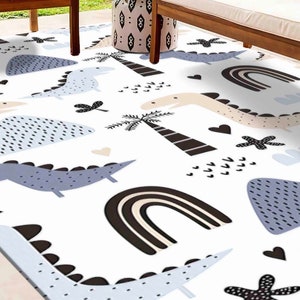 Dinosour Rugs, Boy Room Rugs, Blue Rug, Children Rugs, Office Decor Rug, Gift For Her, Bedroom Rug, Wall Hanging Rug, Salon Rug, Custom Rug,