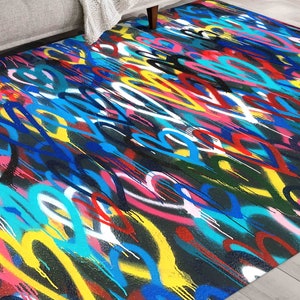 Runner Rug, Large Rug, Bedroom Rug, Anti-Slip Carpet,  Rug, Bankys Love Rugs, Graffiti Rugs, 3D Printeds Rug, Pet Friendly Rug,