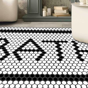 Bathroom Decor Rugs, Bathroom Rugs, Black And White Rug, Modern Rug, Entry Rug, Bath Rug, Luxury Rug, 3D Printeds Rug, Chenille Rug,