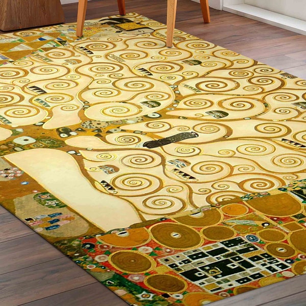 Saloon Rug, Salon Decor Rug, Personalized Rug, Gift For Her, Klimt The Tree Of Life Rug, The Tree Of Life Rugs, Famous Rug, Thin Rug,