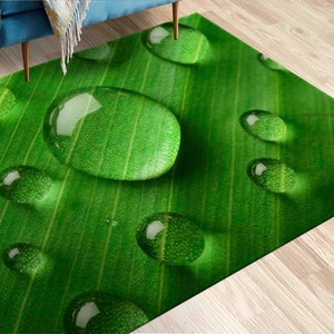 Green Rug, Farmhouse Rug, Water Drop Rug, Botanical Rug, Modern Rug, Runner Rug, Housewarming Gift, Front Door Rug, Personalized Gifts,