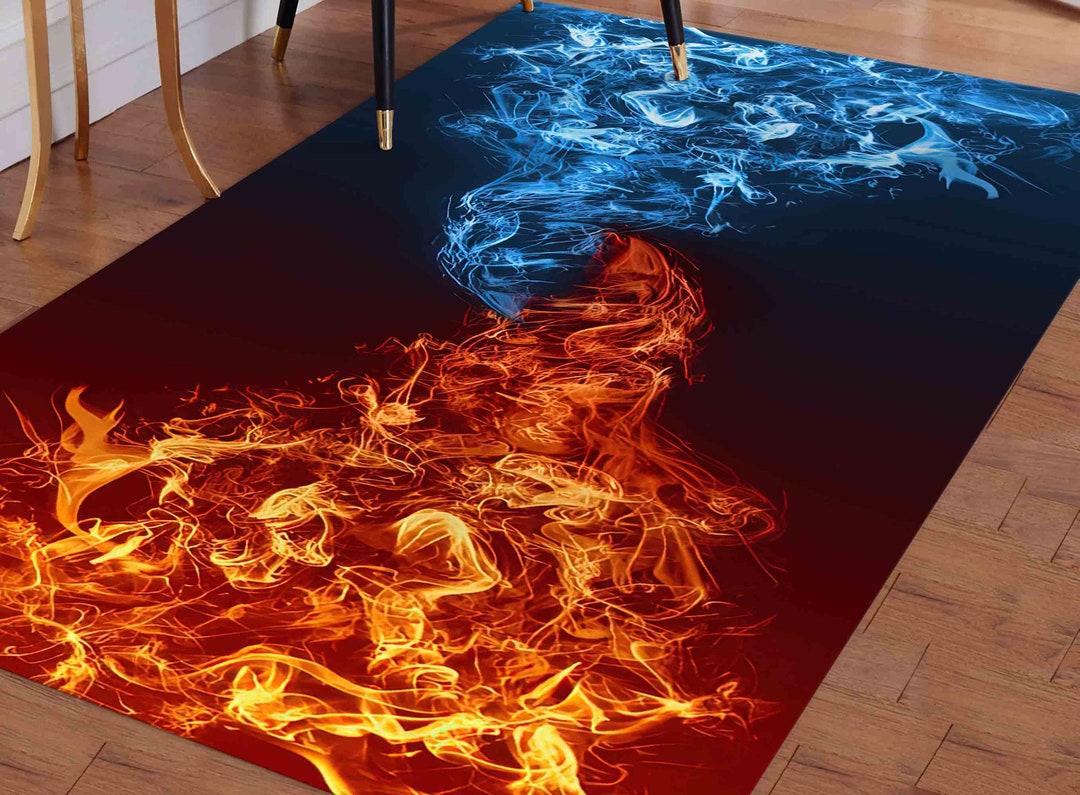 Cold Rug Fire Vs Water War Rug, Red Vs Blue Rug, Element War Rug, Ice Heat Rug ...