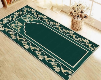 Green Prayer Rug, Beige Prayer Rug, Islamic Rug, Muslim Home Rug, Personalized Rug, Religious Rug, Worship Rug, Mosque Accessories, Gift Rug