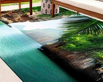 Tropical Sea View Rug: Coastal Landscape Floor Mat