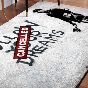 Thin Rug, Classic Rug, Small Rug, Non-Slip Carpet, Follow Your Dreams Cancelled Rug, Banksy Dreams Rug, Large Rug, Large Rug, Graffiti Rug