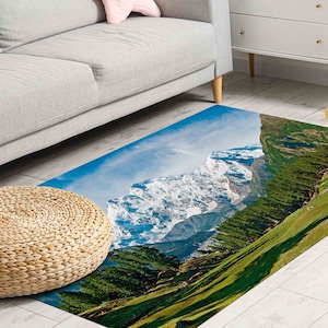 Nanga Parbat Rug, Fairy Meadows Landscape Rug, Mountain Landscape Rug, Fairy Meadows Rug, Landscape Rugs, Easy To Clean Rug, Large Rug,