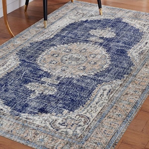 Navy Blue Rugs, Faded Rug, Ethnic Pattern Rug, Luxury Rug, Turkish Rug, Area Rug, Non-Slip Carpet, Personalized Gifts, Outdoor Rug,