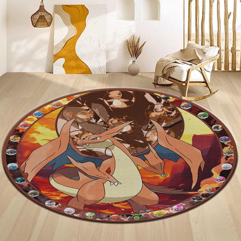 Charizard Anime Rug: Personalized Gamer Room Decor - Etsy